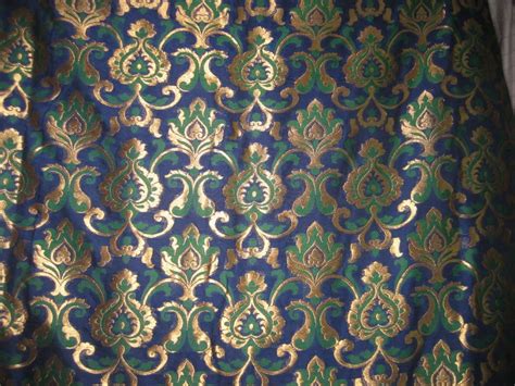 brocade fabric real metal green gold|blue and gold brocade fabric.